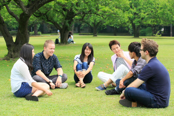 students on grass students on grass